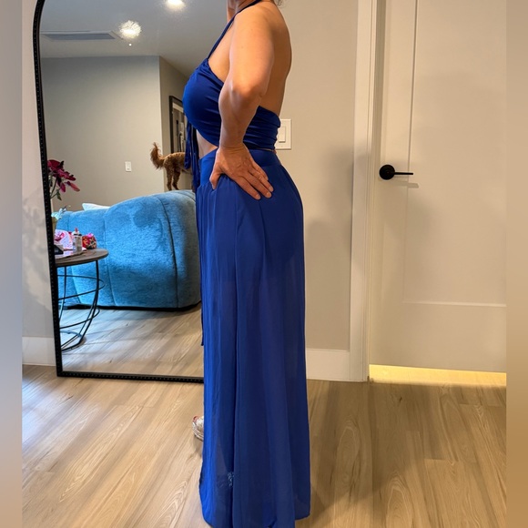 Royal Blue Halter Maxi Dress - Picture 4 of 9